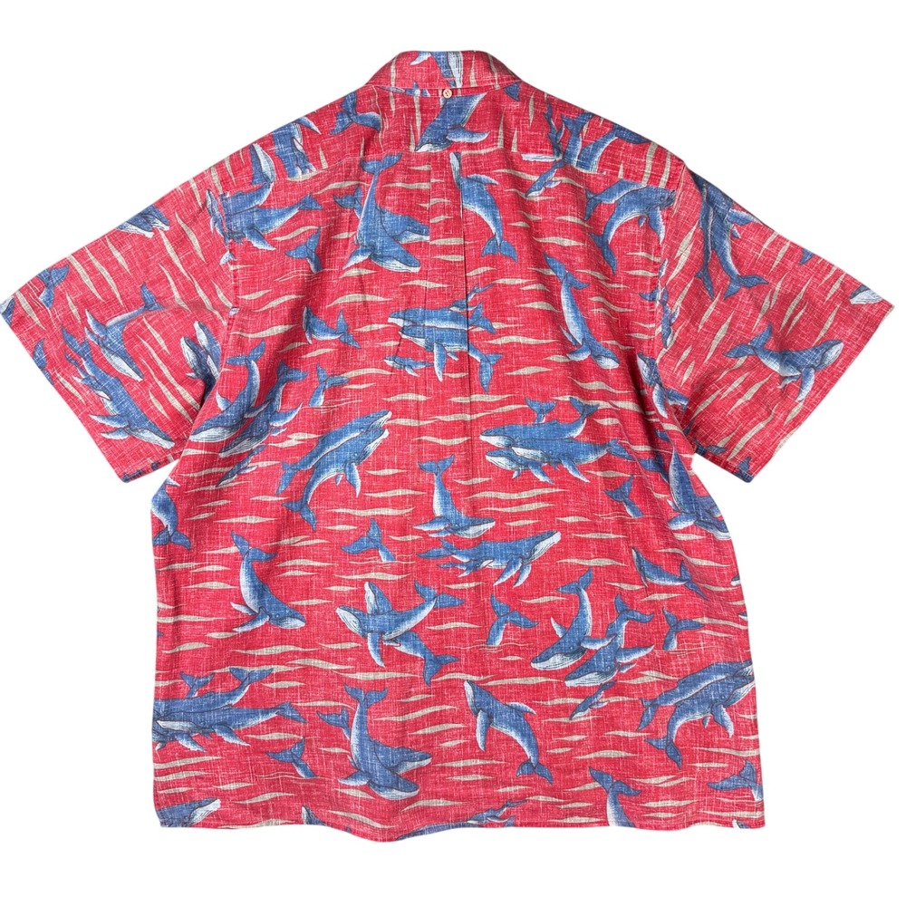 Reyn Spooner Dietrich Varez Humpback Whale Aloha Shirt Red XXL Hawaii Made - Picture 3 of 7